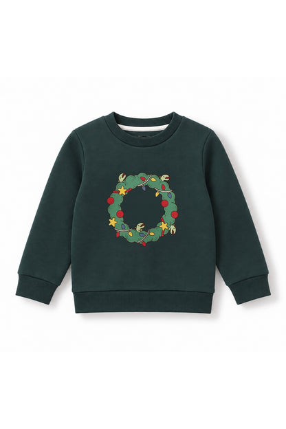 Kids Wreath Dino Graphic Fleece Sweatshirt