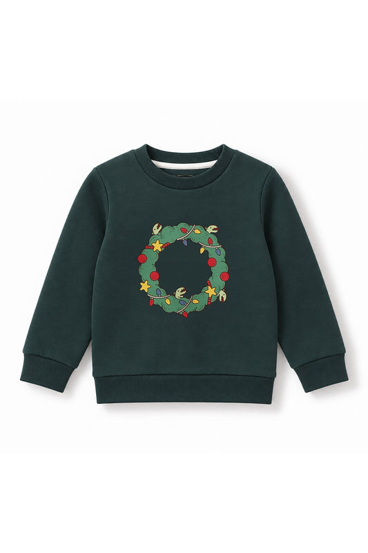 Kids Wreath Dino Graphic Fleece Sweatshirt
