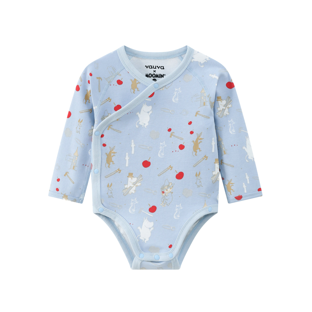 Vauva x Moomin FW23 - Baby Boys Moomin All Over Print Cotton Long Sleeve Bodysuit (Blue) 18 months
