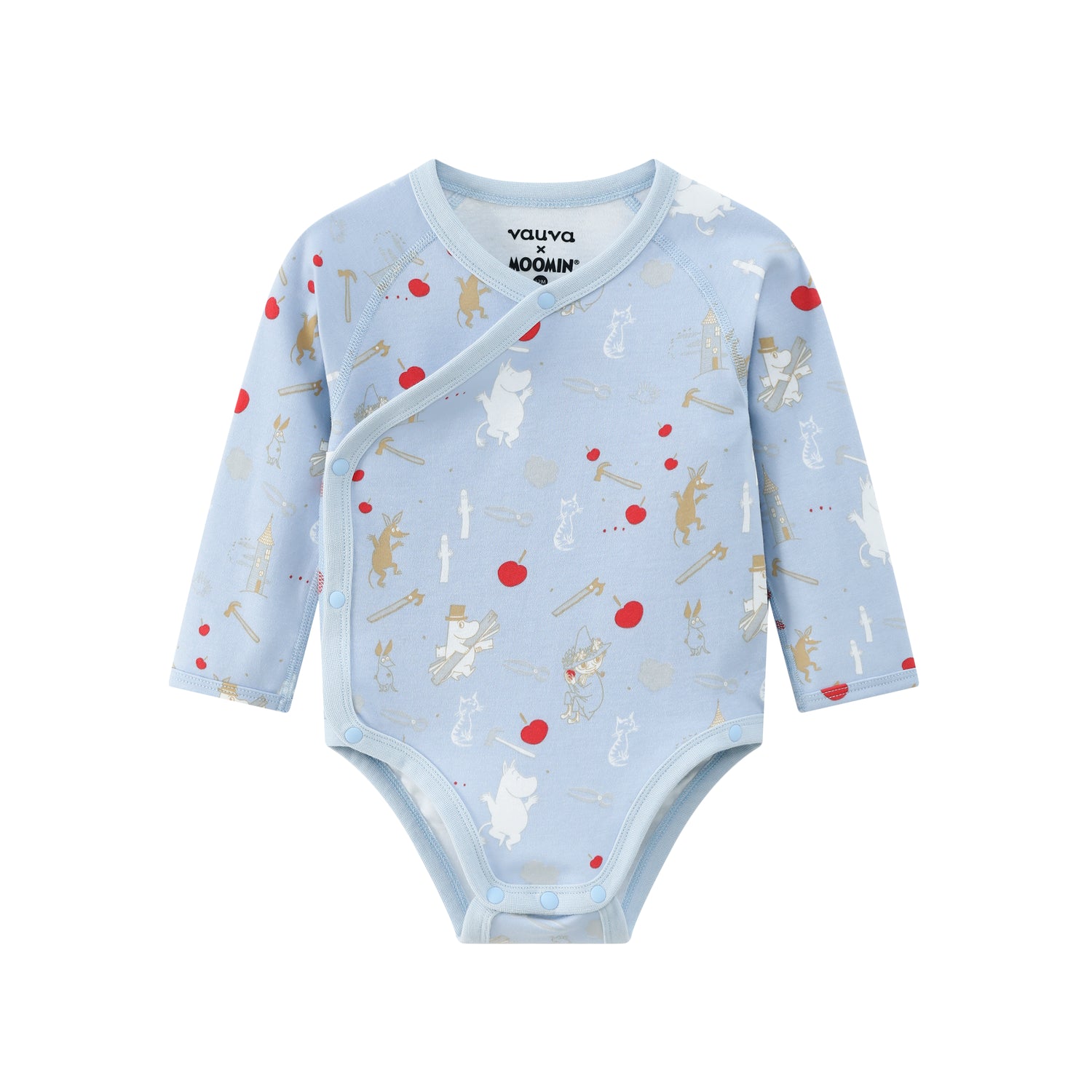 Vauva x Moomin Vauva x Moomin FW23 - Baby Boys Moomin All Over Print Cotton Long Sleeve Bodysuit (Blue) Bodysuit