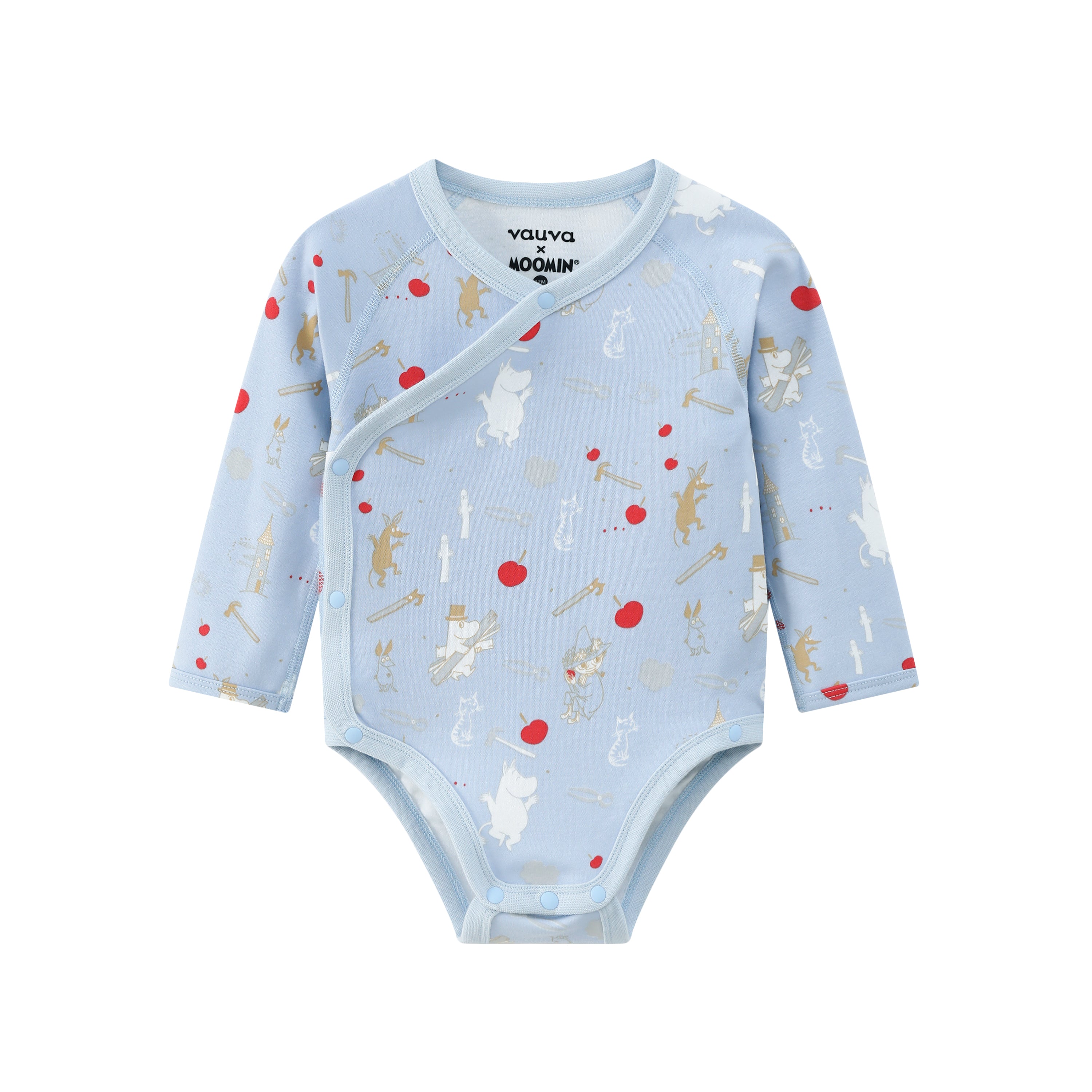 Vauva x Moomin Vauva x Moomin FW23 - Baby Boys Moomin All Over Print Cotton Long Sleeve Bodysuit (Blue) Bodysuit