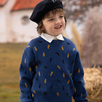 VAUVA Vauva FW23 - Boys Embroidered Cotton Pullover (Blue)