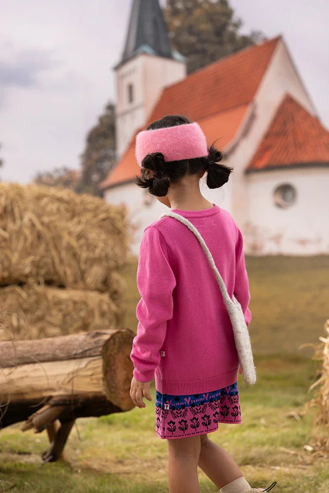 VAUVA Vauva FW23 - Girls Rose Pink Printed Cotton Pullover