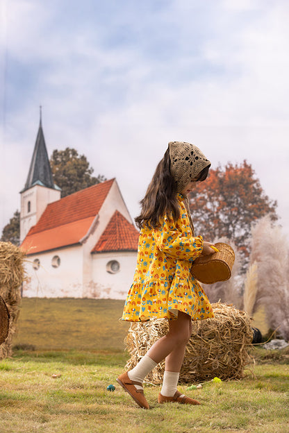 VAUVA Vauva FW23 - Girls Fungus Collar Printed Dress (Yellow) Dress