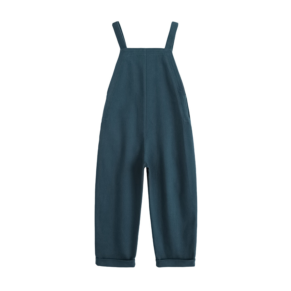 Vauva FW23 - Kids Embroidered Cotton Dungarees (Blue)