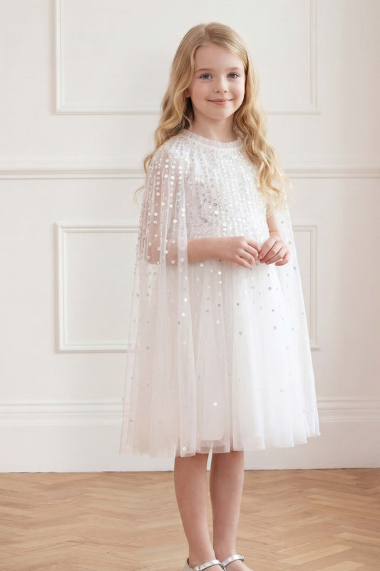 Moonlight Sequin Cape Dress
