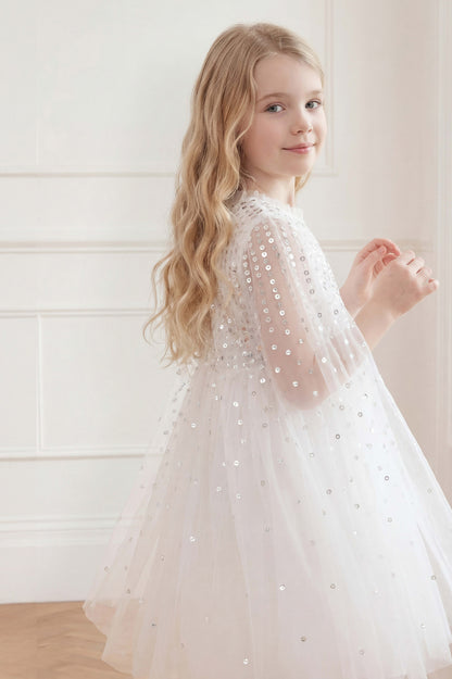 Moonlight Sequin Cape Dress