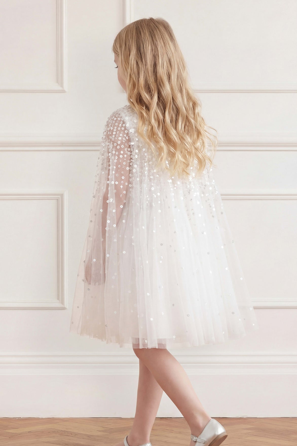 Moonlight Sequin Cape Dress
