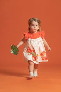 Vauva SS23 Safari - Baby Girls Ruffle Sleeves Cotton Dress-model image front