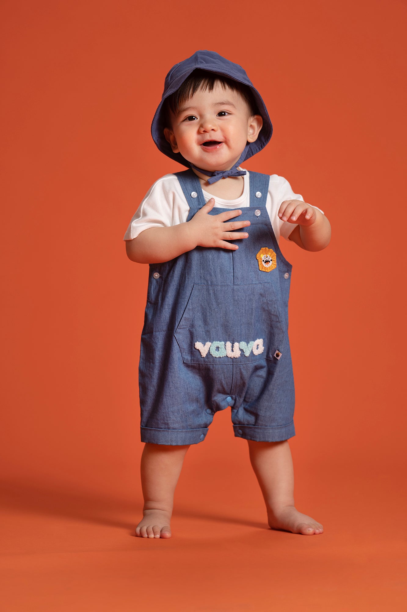 VAUVA Vauva SS23 Safari - Baby Boys Lion Embroidery Cotton Sleeveless Romper Romper