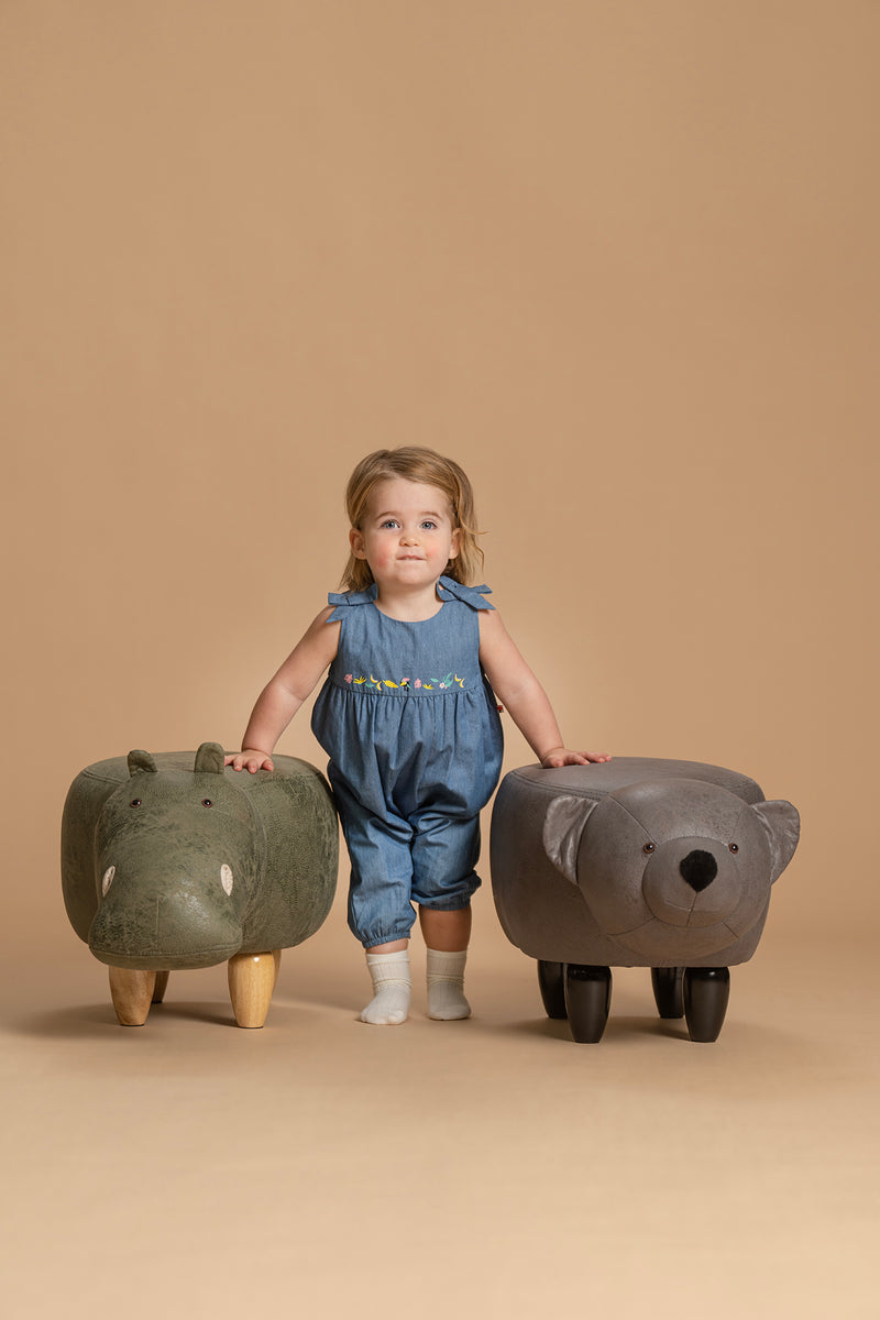 Vauva SS23 Safari - Baby Girls Animal Print Cotton Romper-model image front