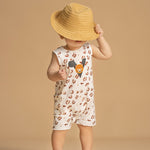 VAUVA Vauva SS23 Safari - Baby Boys Leopard Print Cotton Sleeve Romper Romper