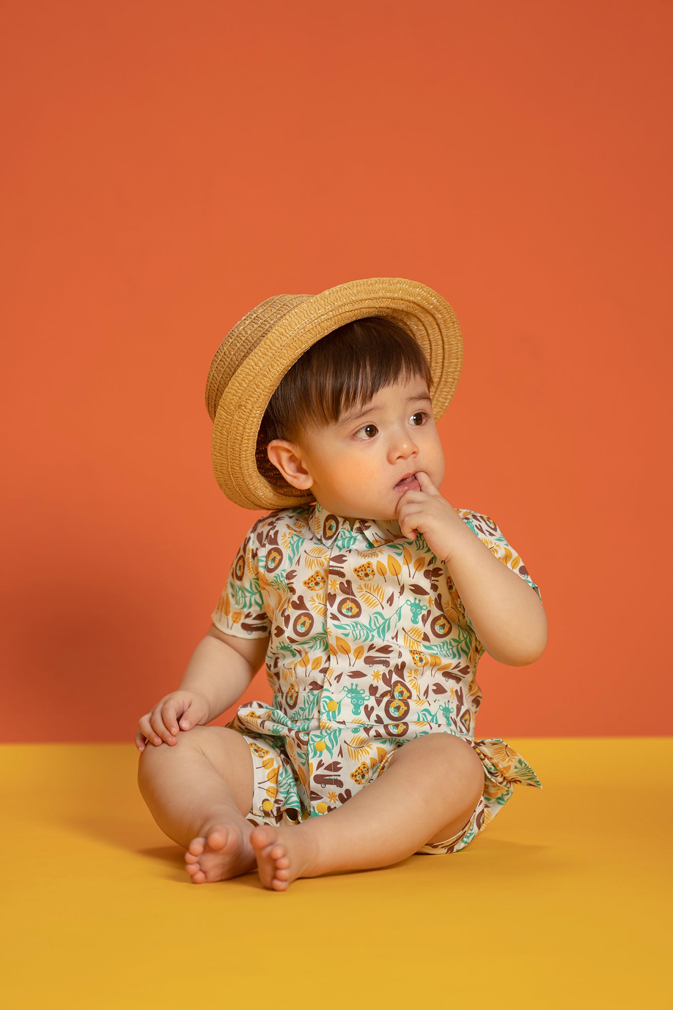 VAUVA Vauva SS23 Safari - Baby Boys All Over Print Cotton Romper Romper