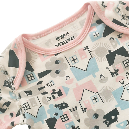 VAUVA Vauva Baby Organic Cotton Romper Set - Little House City &amp; Pink Stripes (1 SET 2 PCS) Bodysuit