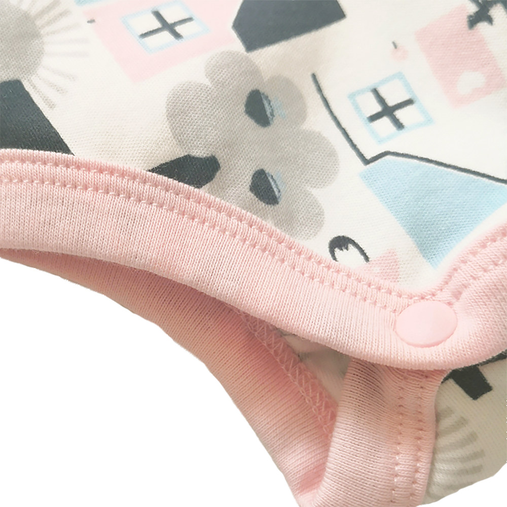 VAUVA Vauva Baby Organic Cotton Romper Set - Little House City & Pink Stripes (1 SET 2 PCS) Bodysuit