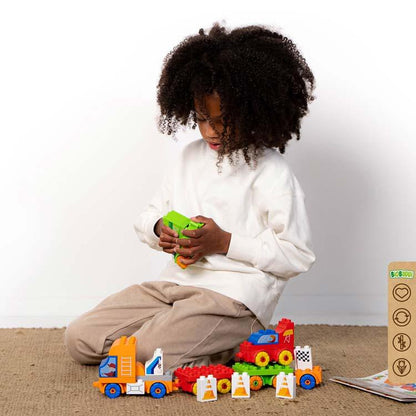 BiOBUDDi BiOBUDDi Truck + Racers Wooden Toy
