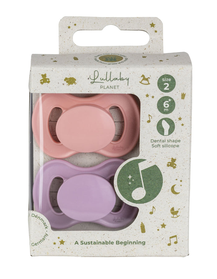 Lullaby Planet Dental Silicone Soothers Size 2 Pink Coral & Lavender Breeze 2 pcs.
