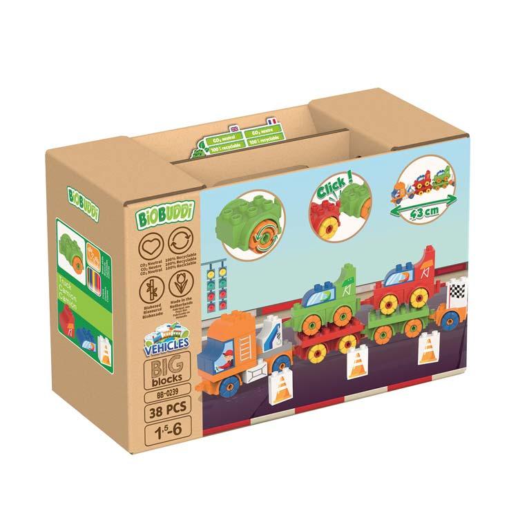 BiOBUDDi BiOBUDDi Truck + Racers Wooden Toy