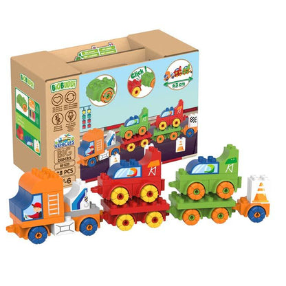 BiOBUDDi BiOBUDDi Truck + Racers Wooden Toy