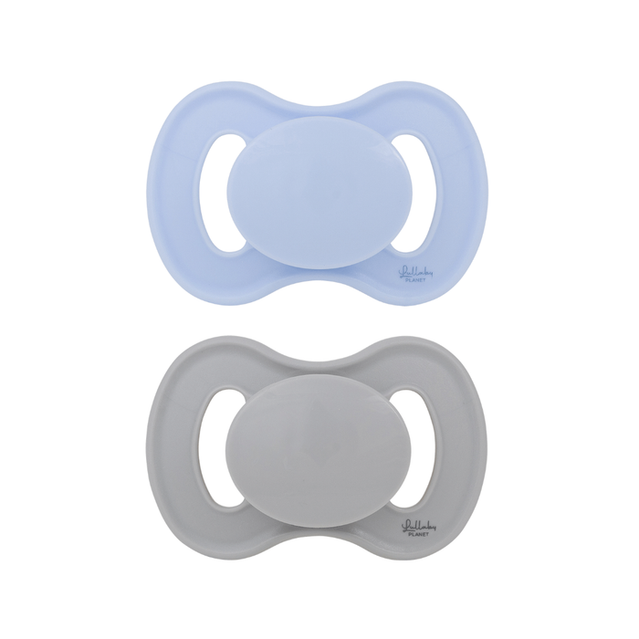 Lullaby Planet - Dental Silicone Soothers (Blue & Misty Grey)