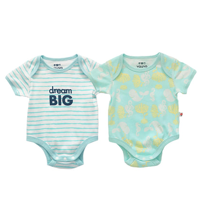 VAUVA Vauva Baby Organic Cotton Romper Set - Ocean Whale &amp; Blue Stripes (1 SET 2 PCS) Fashion