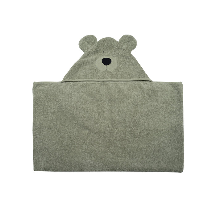 Wooly Organic 兒童毛巾-小熊-鼠尾草綠色