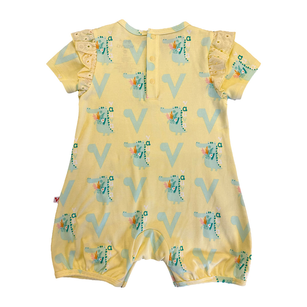 VAUVA Vauva SS23 Safari - Baby Girls Crocodile Print Cotton Romper Romper