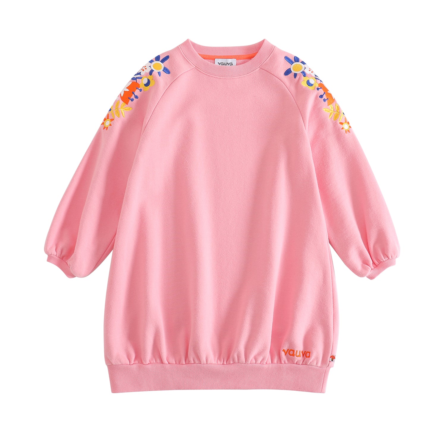 VAUVA Vauva Girls Embroidery Flower on Shoulders Sweatshirt - Pink Sweatshirts