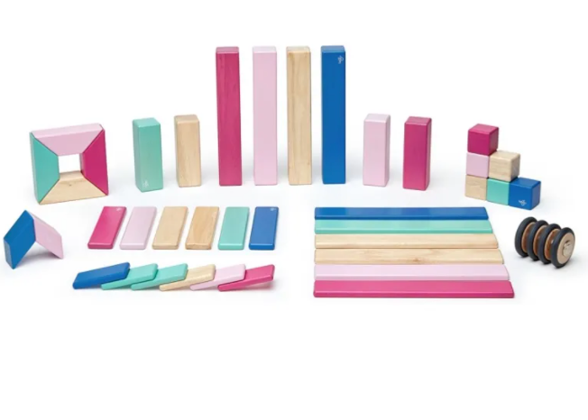 Tegu Tegu - 42 Piece Set Magnetic Wooden Blocks (Blossom) Wooden Toy