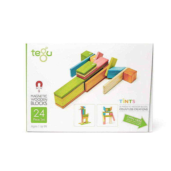 Tegu - 24 Piece Set Magnetic Wooden Blocks (Tints) - My Little Korner