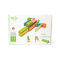 Tegu Tegu - 24 Piece Set Magnetic Wooden Blocks (Tints) Wooden Toy
