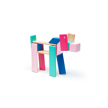 Tegu Tegu - 24 Piece Set Magnetic Wooden Blocks (Blossom) Wooden Toy