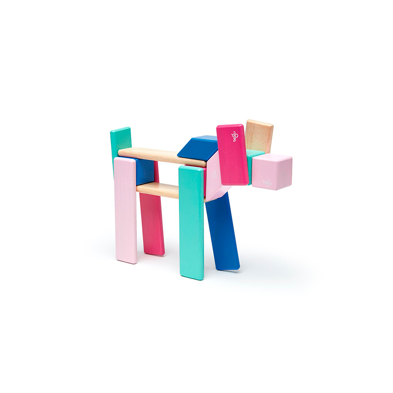 Tegu Tegu - 24 Piece Set Magnetic Wooden Blocks (Blossom) Wooden Toy