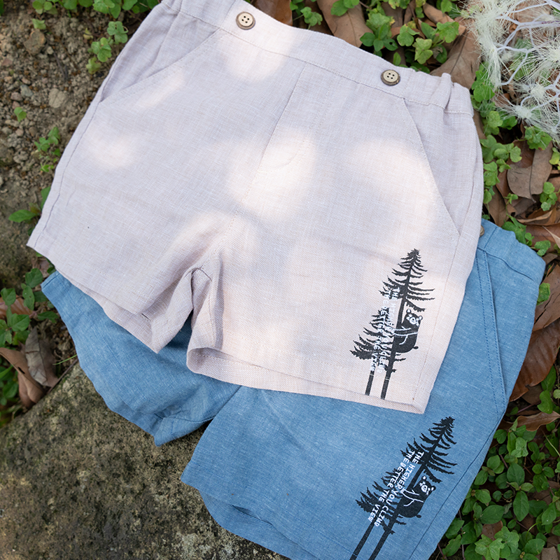 Vauva Climbing Bear Shorts - Khaki / Blue