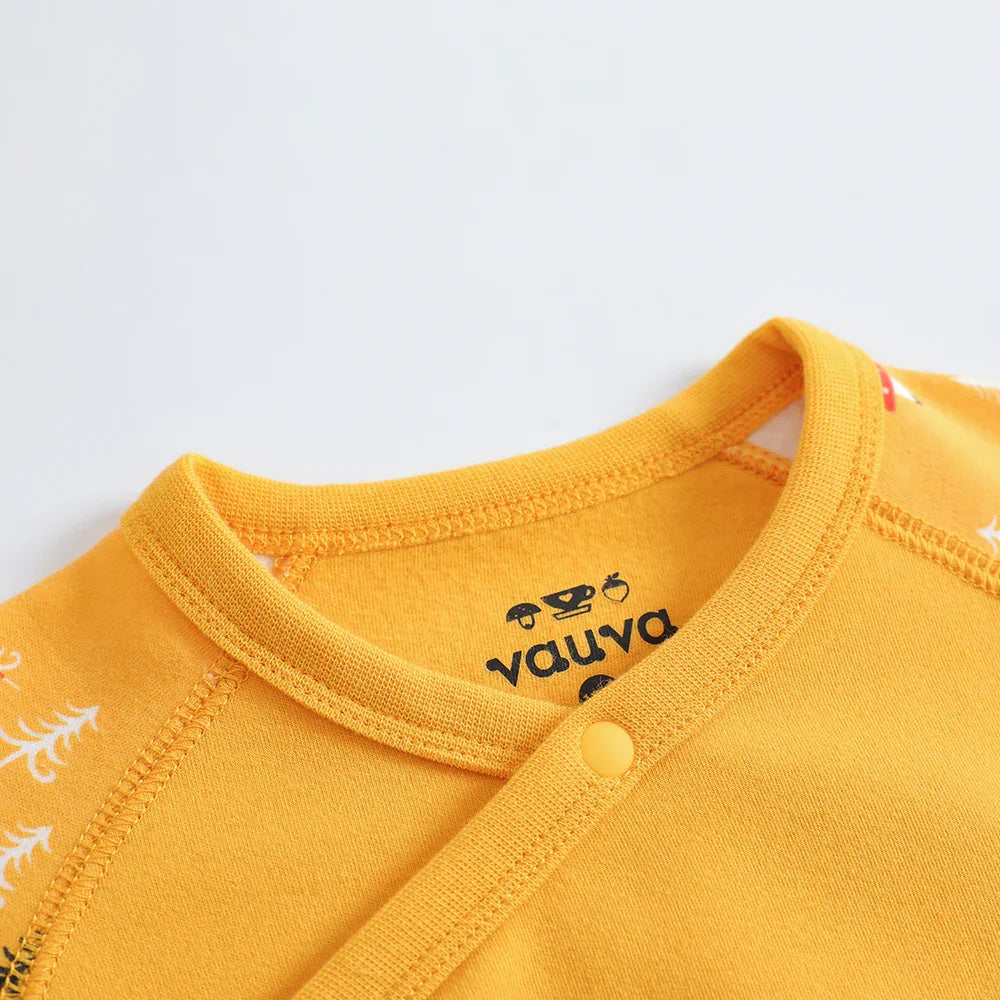 VAUVA Vauva 2022 Xmas Baby Bear Graphic Print Long Sleeves Wrap Bodysuit (Yellow) Bodysuit