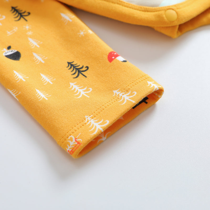Vauva 2022 Xmas Baby Bear Graphic Print Long Sleeves Wrap Bodysuit (Yellow) - My Little Korner