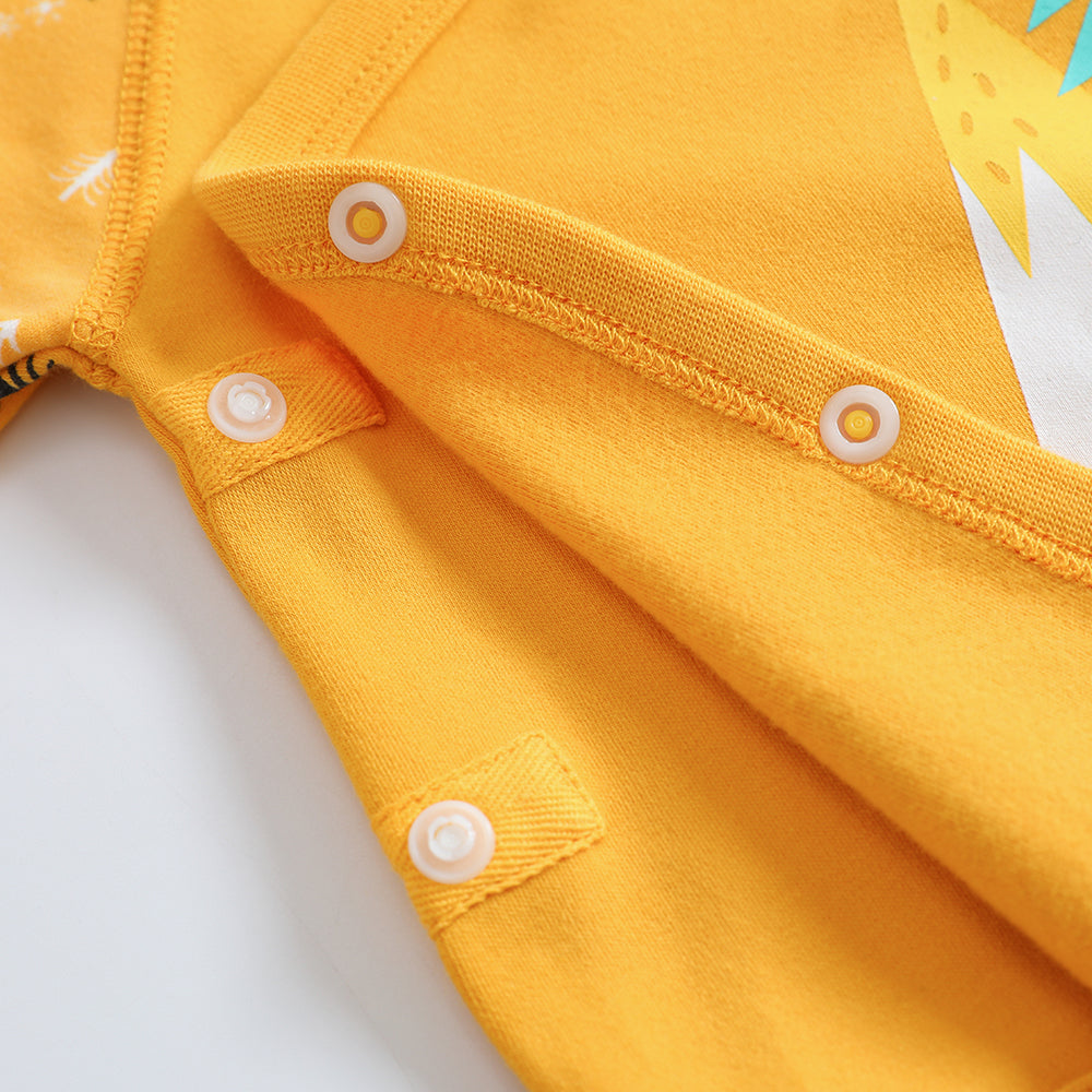 Vauva 2022 Xmas Baby Bear Graphic Print Long Sleeves Wrap Bodysuit (Yellow)