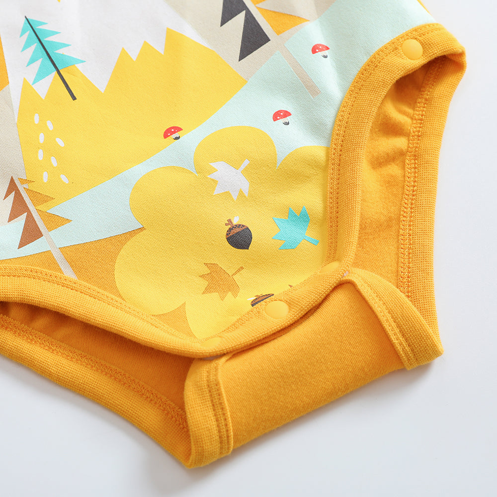 VAUVA Vauva 2022 Xmas Baby Bear Graphic Print Long Sleeves Wrap Bodysuit (Yellow) Bodysuit