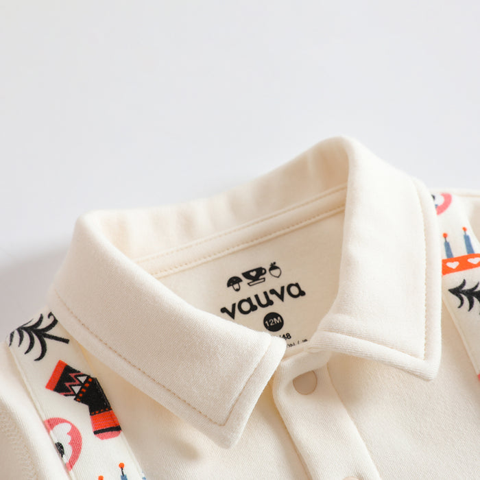 VAUVA Vauva 2022 Xmas Baby Girl Graphic Print Polo Dress (Ivory) Dresses