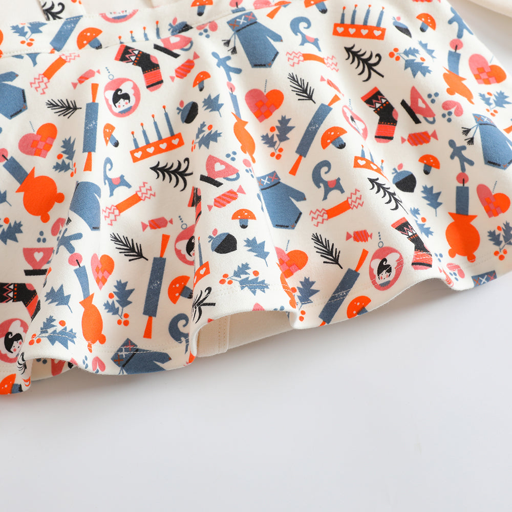 Vauva 2022 Xmas Baby Girl Graphic Print Polo Dress (Ivory) - My Little Korner