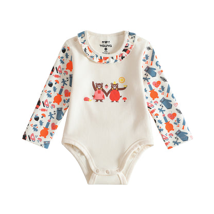 VAUVA Vauva 2022 Xmas Baby Bear Print Long Sleeves Bodysuit (Ivory) Bodysuit