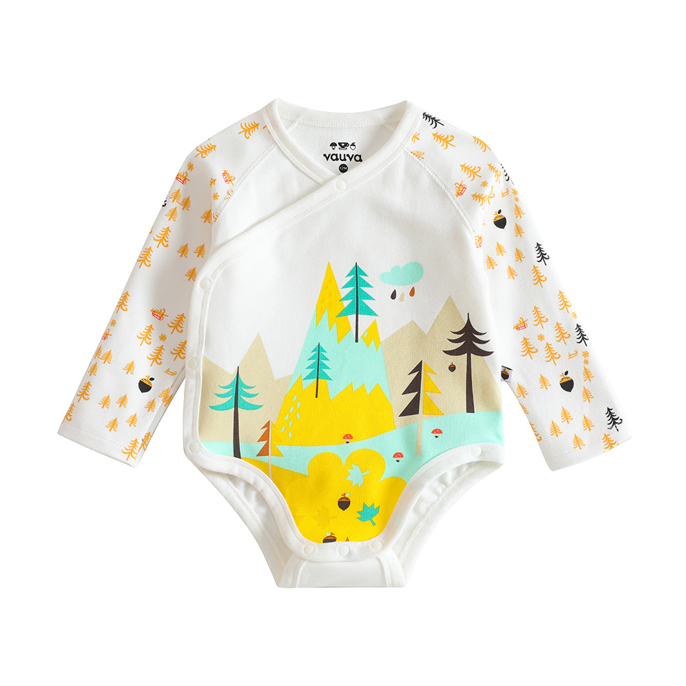 VAUVA Vauva 2022 Xmas Baby Bear Graphic Print Long Sleeves Wrap Bodysuit (Ivory) Bodysuit