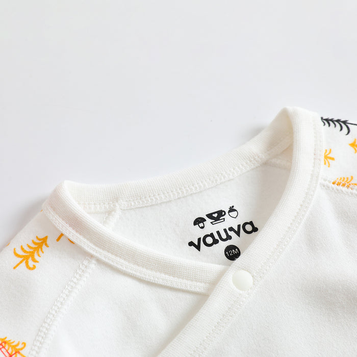 Vauva 冬日系列 全棉雙層長袖開襟嬰兒連身衣 - 白色