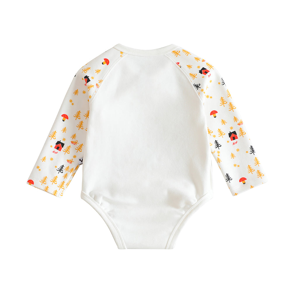 VAUVA Vauva 2022 Xmas Baby Bear Graphic Print Long Sleeves Wrap Bodysuit (Ivory) Bodysuit