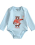 VAUVA Vauva 2022 Xmas Baby Bear Graphic Print Long Sleeves Bodysuit (Blue) Bodysuit