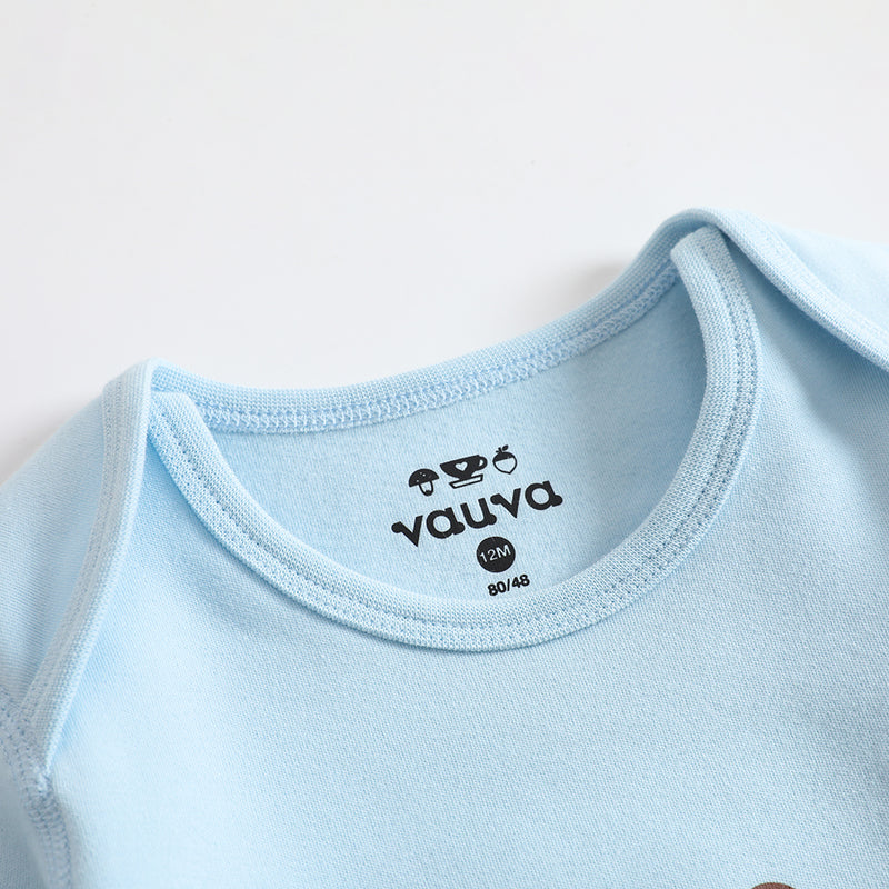 Vauva 2022 Xmas Baby Bear Graphic Print Long Sleeves Bodysuit (Blue) - My Little Korner