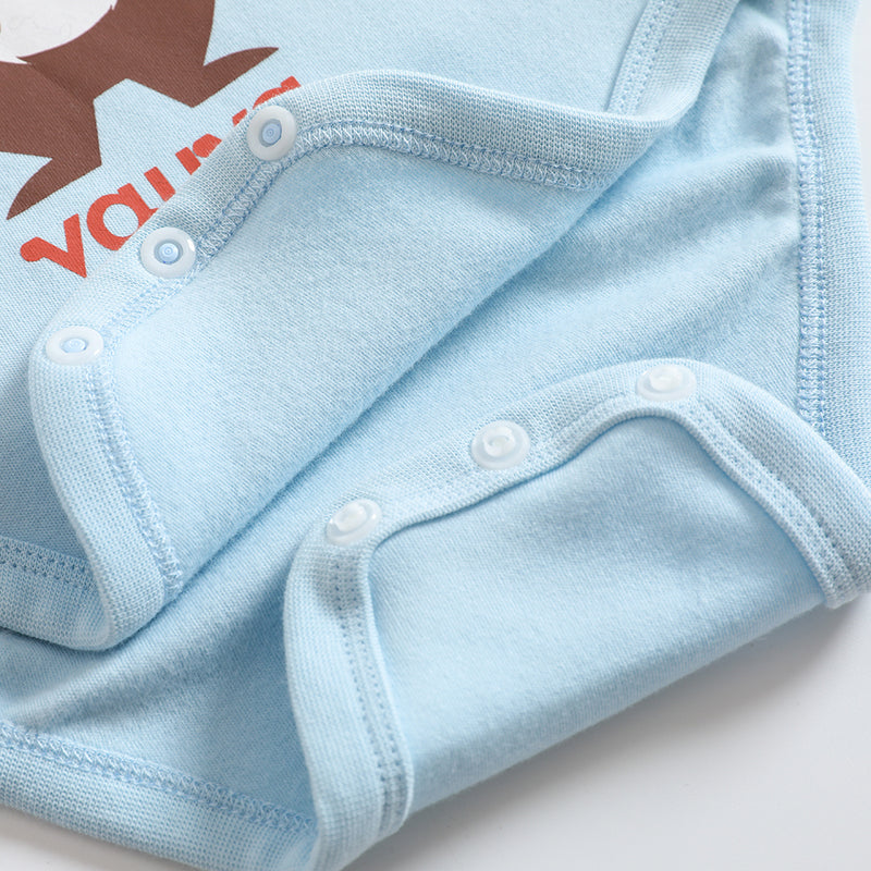 Vauva 2022 Xmas Baby Bear Graphic Print Long Sleeves Bodysuit (Blue)