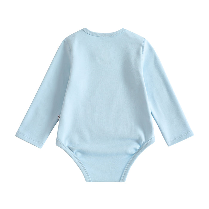 Vauva 冬日系列 全棉長袖嬰兒連身衣  - 淺粉藍色