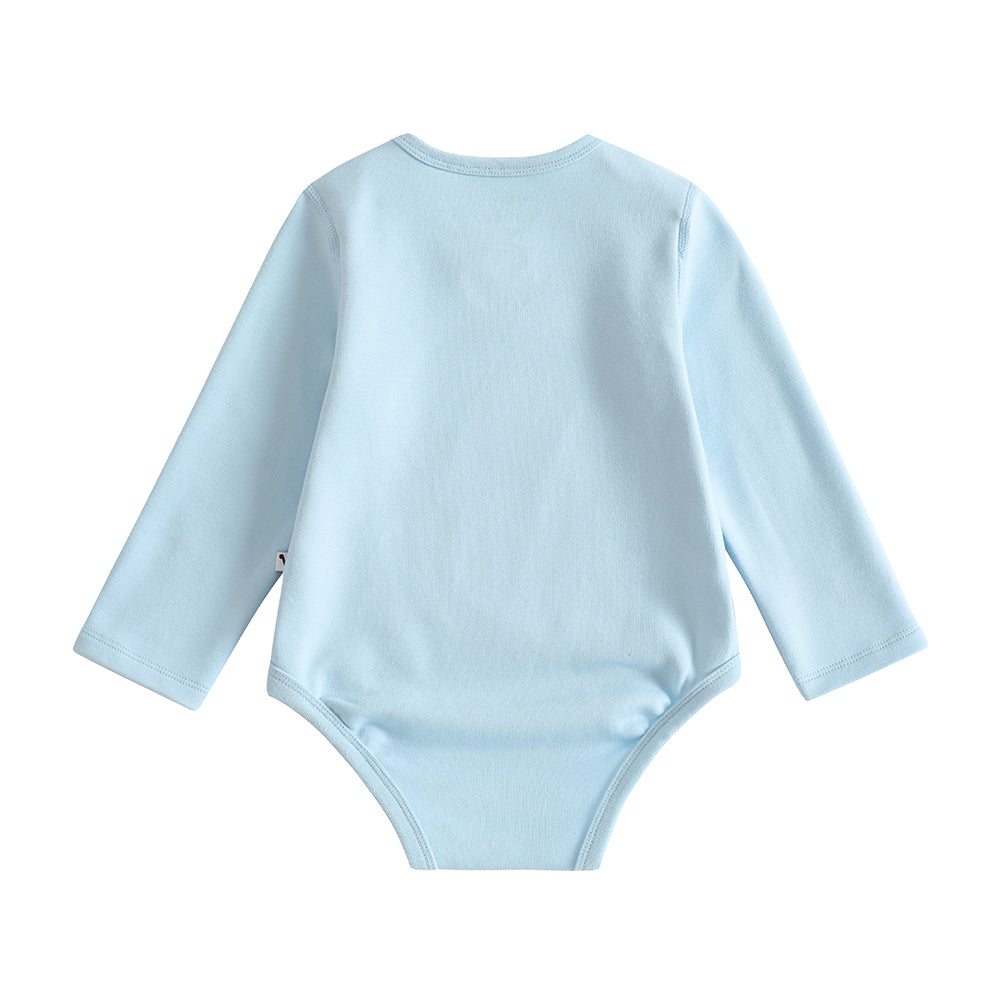 VAUVA Vauva 2022 Xmas Baby Bear Graphic Print Long Sleeves Bodysuit (Blue) Bodysuit