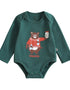 VAUVA Vauva 2022 Xmas Baby Bear Graphic Print Long Sleeves Bodysuit (Green) Bodysuit